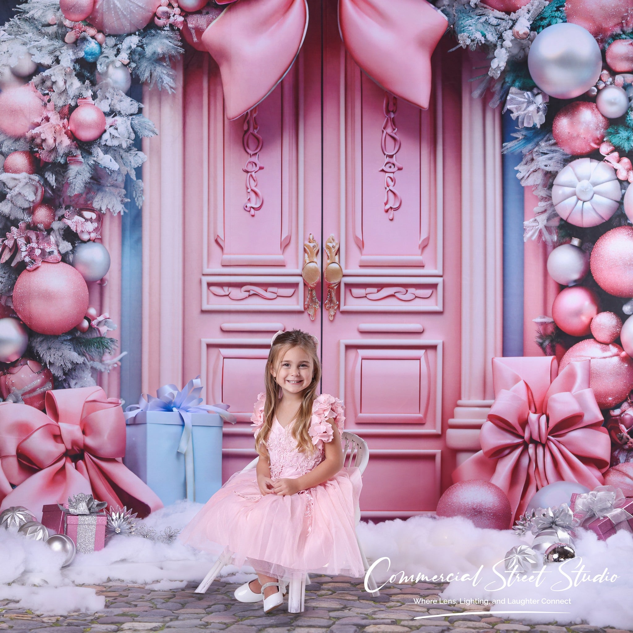Kate Pink Christmas Bow Backdrop for Photography - Kate Backdrop AU