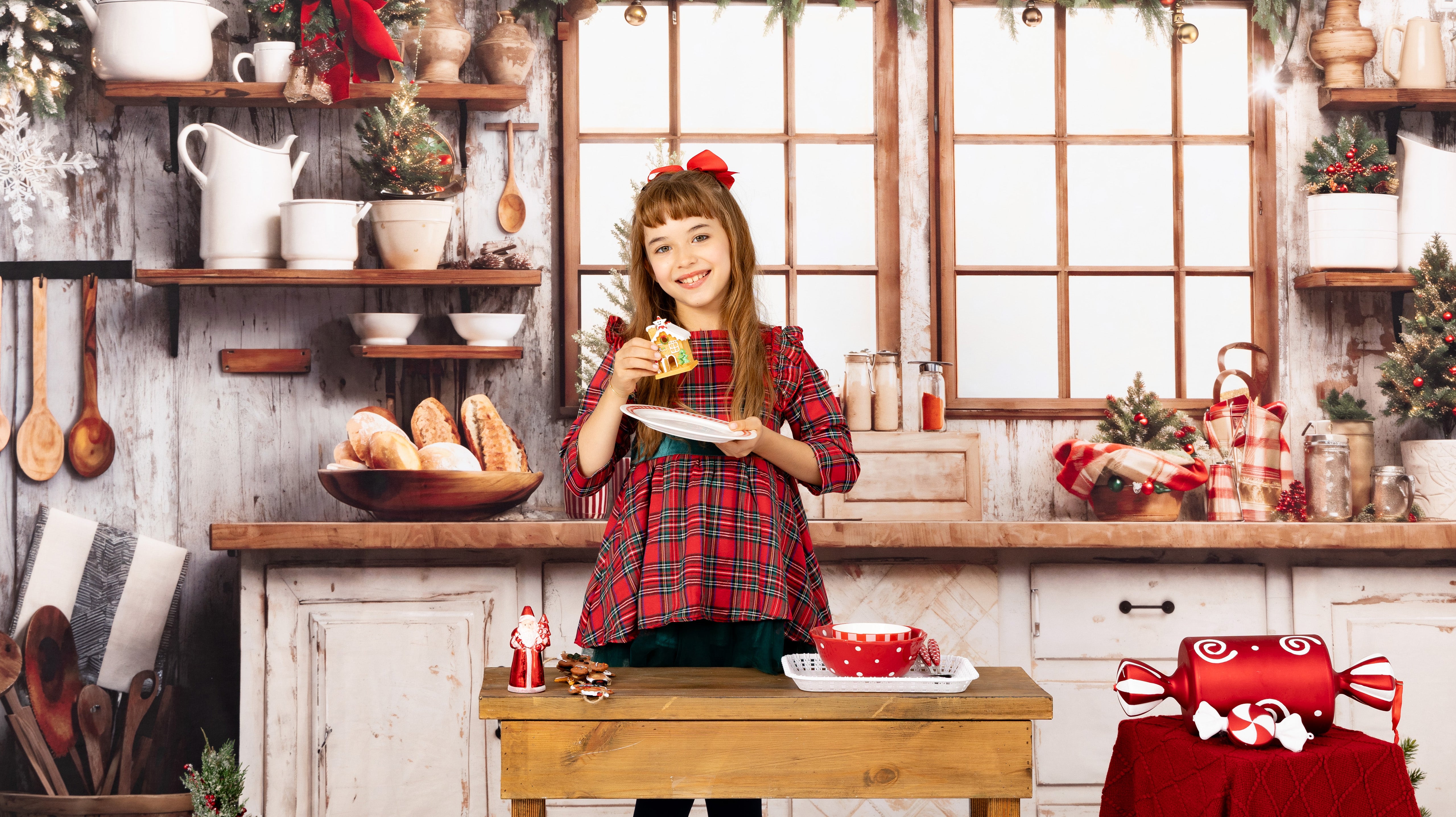 Kate White Christmas Kitchen Backdrop Designed by Emetselch - Kate Backdrop AU