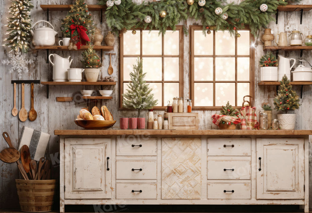 Kate White Christmas Kitchen Backdrop Designed by Emetselch - Kate Backdrop AU