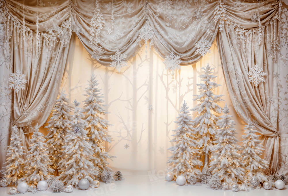 Kate Christmas Golden Wonderland Curtain Backdrop Designed by Emetselch - Kate Backdrop AU