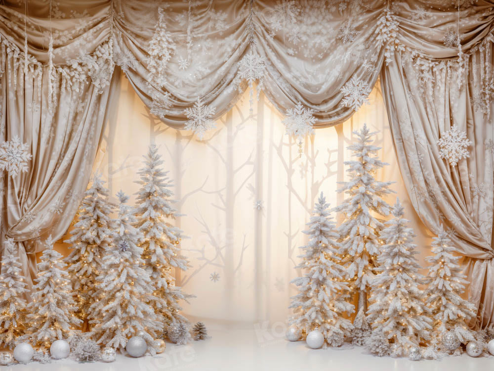 Kate Christmas Golden Wonderland Curtain Backdrop Designed by Emetselch - Kate Backdrop AU