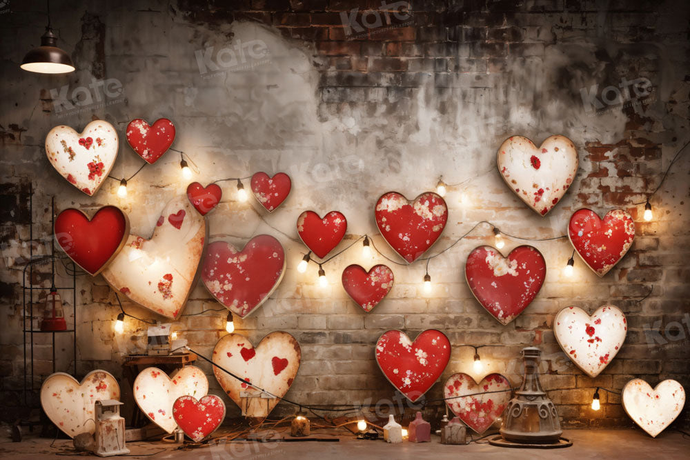 Kate Valentine's Day Industrial Sense Retro Lamp Wall Love Backdrop Designed by Emetselch - Kate Backdrop AU