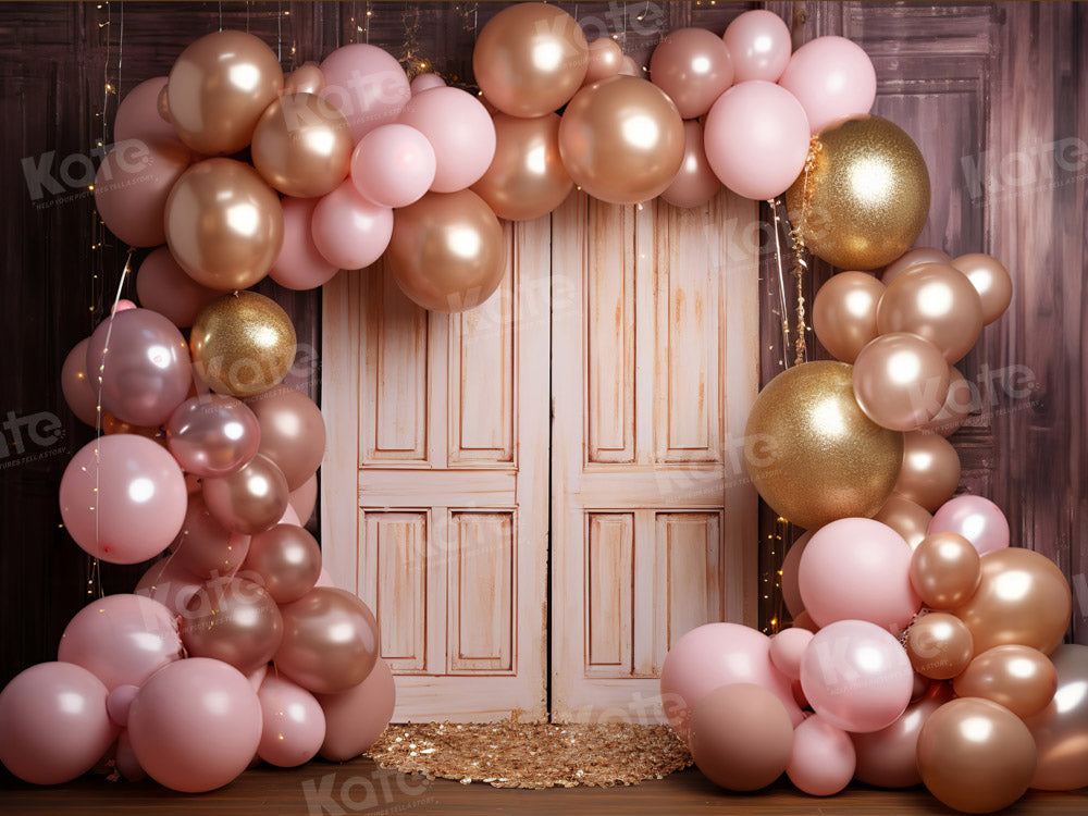 Kate Pink Fun Balloon Arch Door Cake Smash Backdrop Designed by Emetselch - Kate Backdrop AU