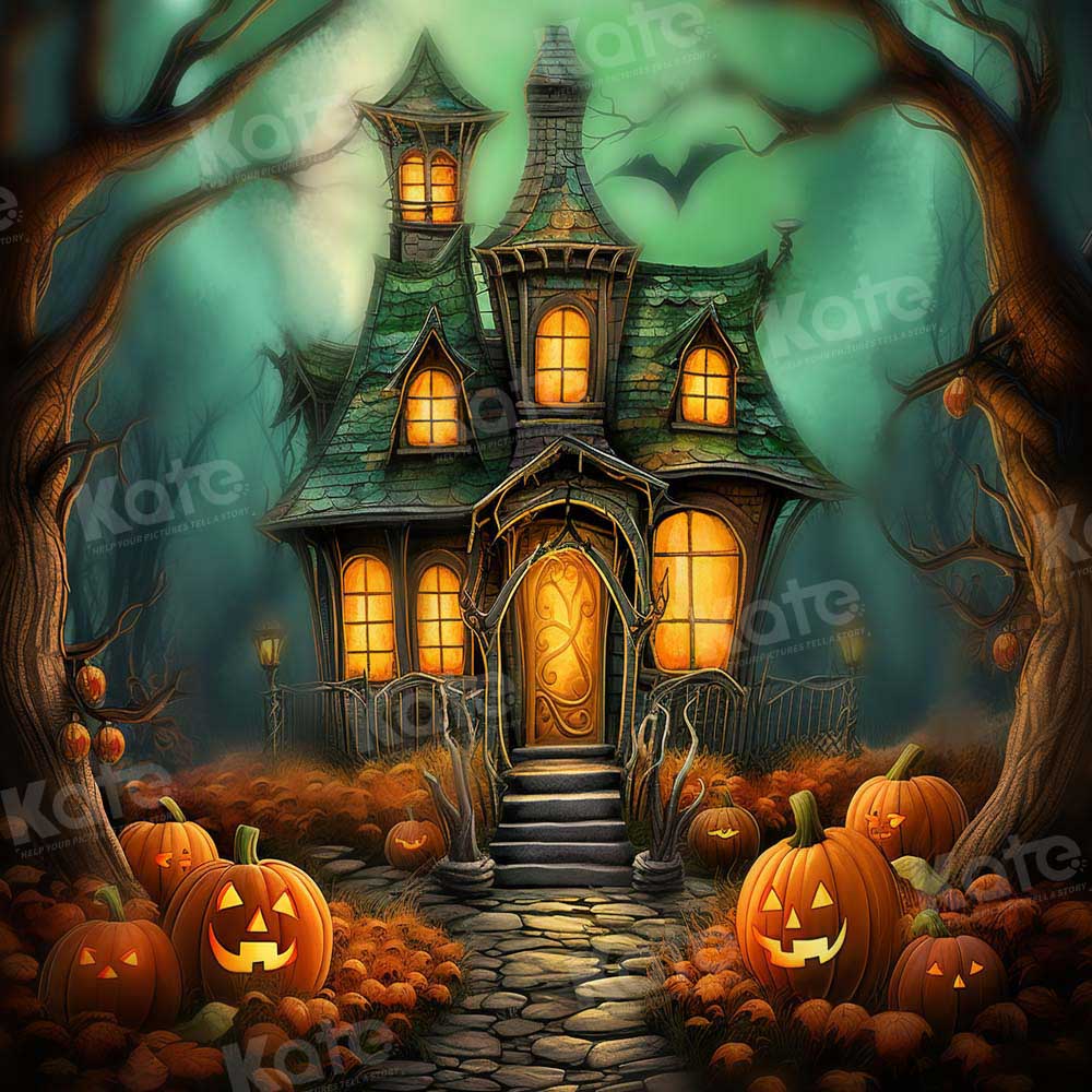 Kate Halloween Spooky Pumpkin Castle Backdrop Designed by Emetselch - Kate Backdrop AU