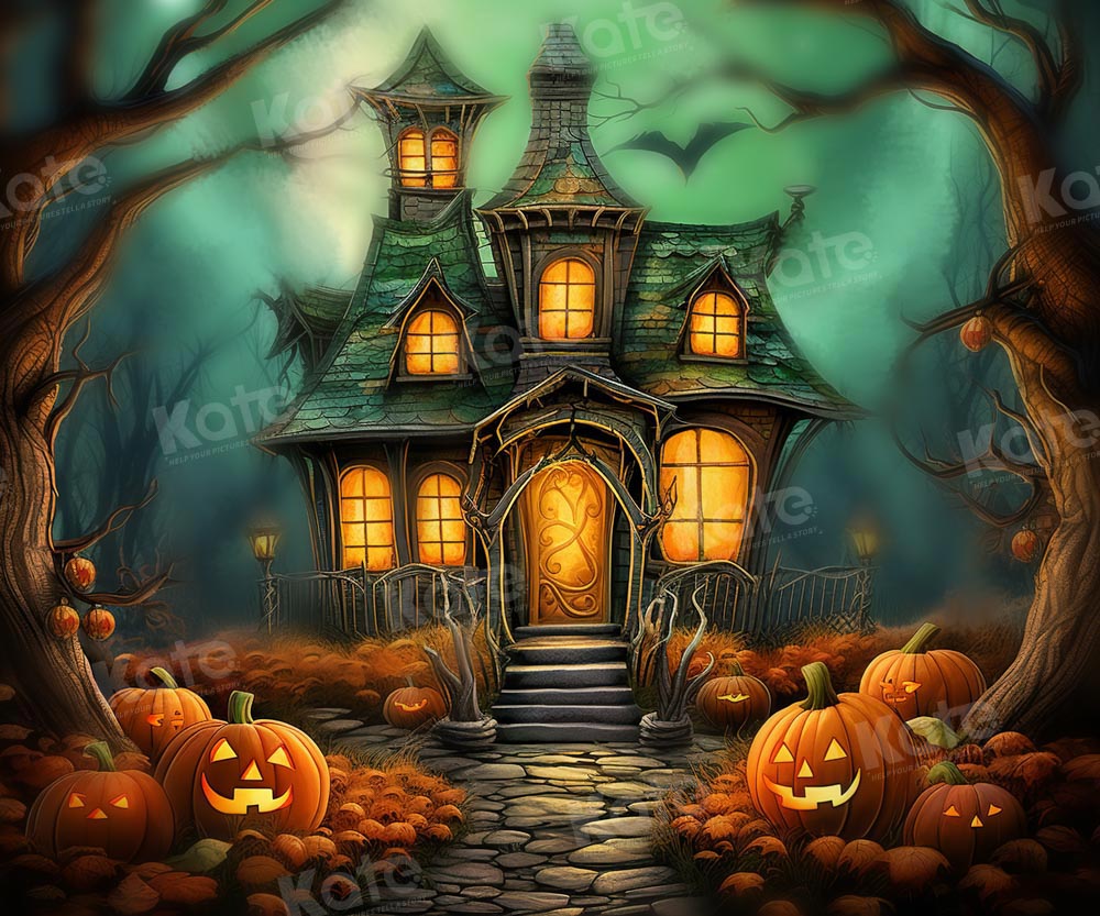 Kate Halloween Spooky Pumpkin Castle Backdrop Designed by Emetselch - Kate Backdrop AU