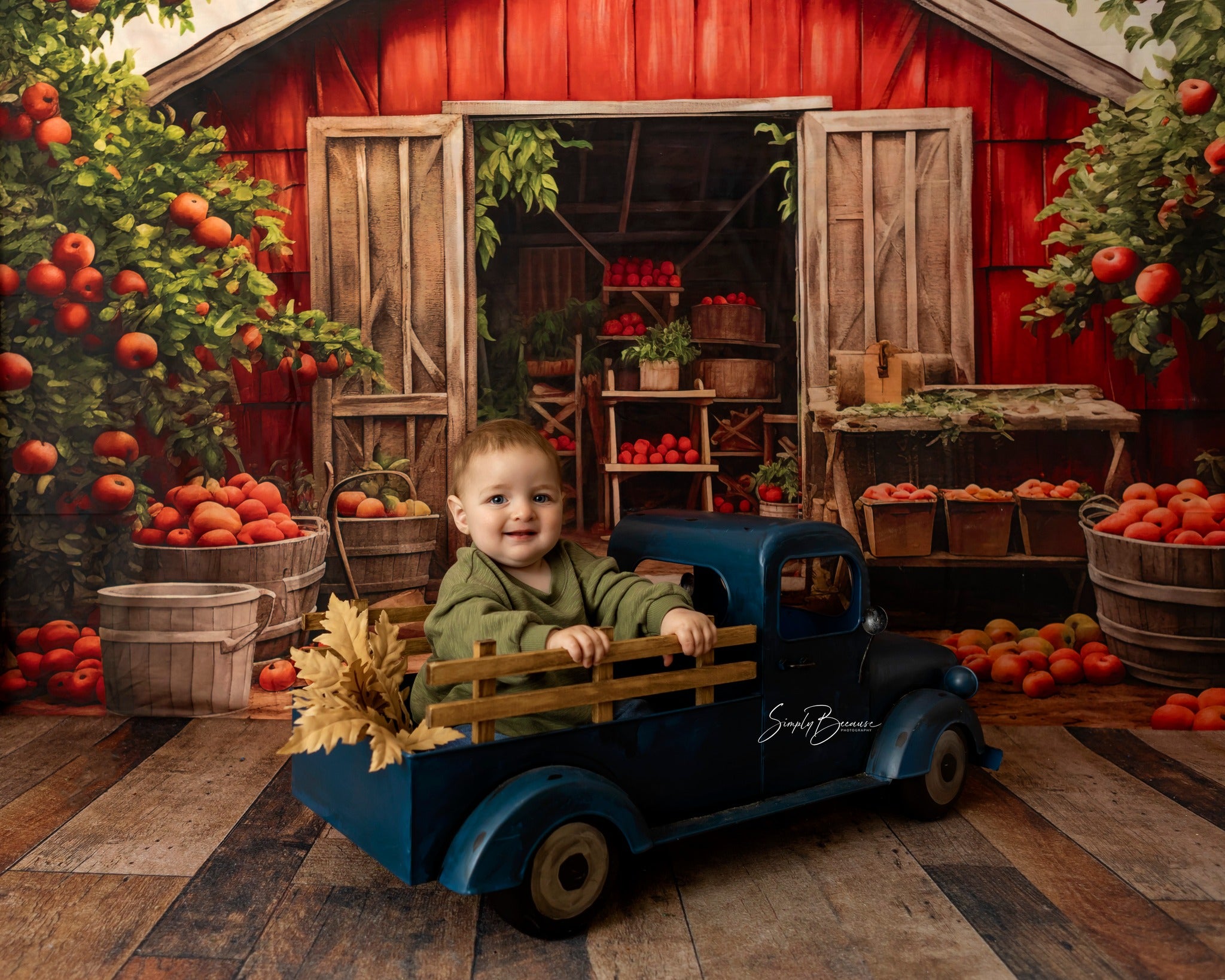 Kate Autumn/Fall Red Barrn Apple Tree Backdrop Designed by Emetselch - Kate Backdrop AU