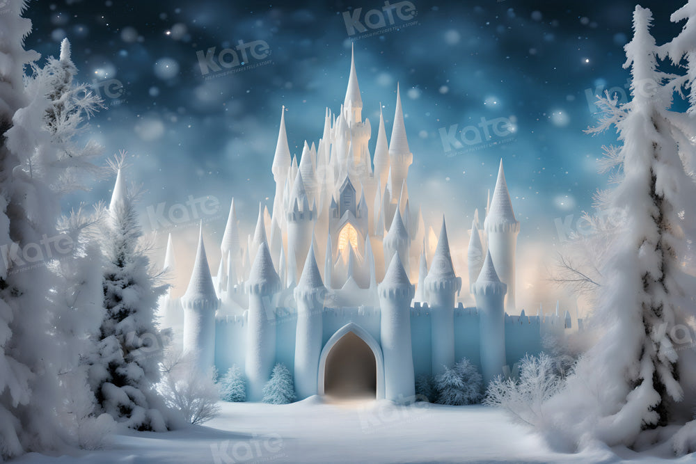Kate Winter Snowy Frosted Castle Backdrop for Photography - Kate Backdrop AU