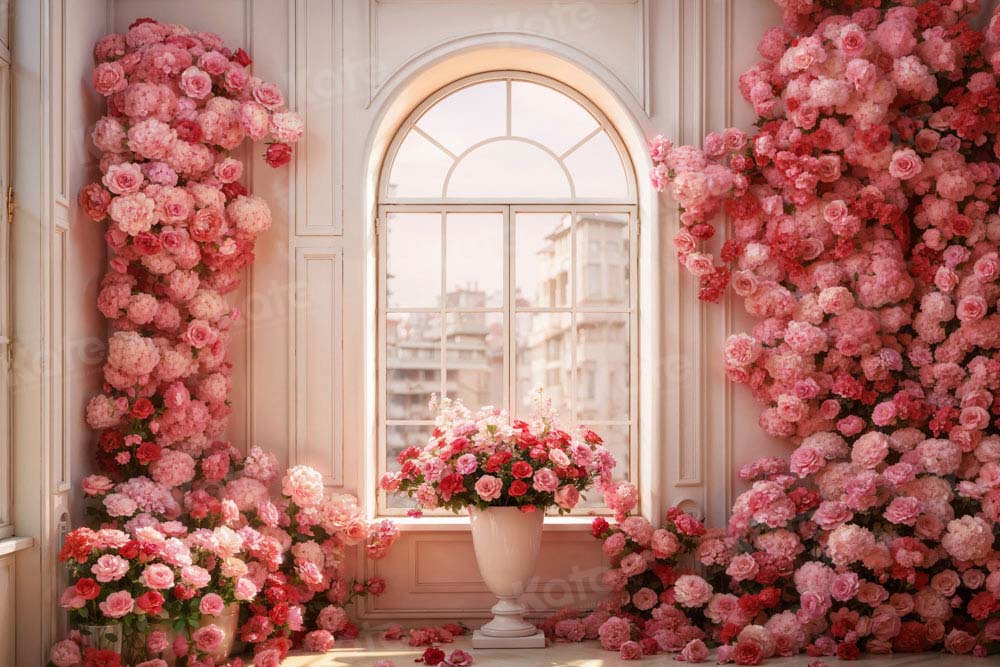 Kate Valentine's Day Pink Rose Floral Room Backdrop Designed by Emetselch - Kate Backdrop AU