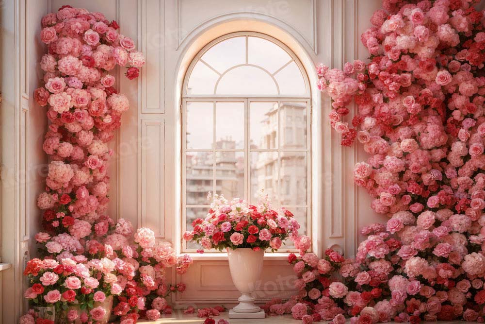 Kate Valentine's Day Pink Rose Floral Room Backdrop Designed by Emetselch - Kate Backdrop AU