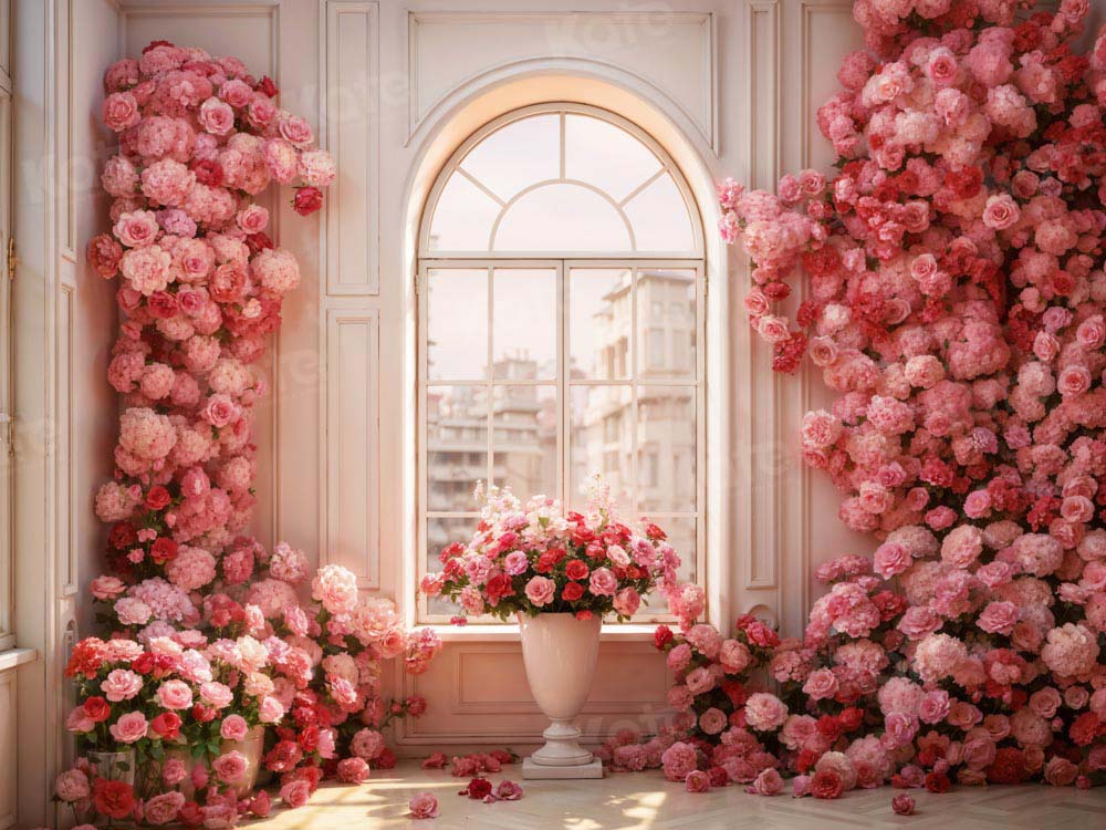Kate Valentine's Day Pink Rose Floral Room Backdrop Designed by Emetselch - Kate Backdrop AU
