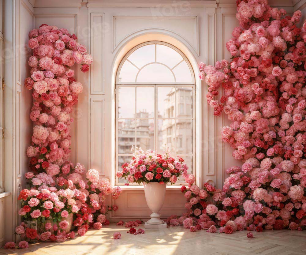 Kate Valentine's Day Pink Rose Floral Room Backdrop Designed by Emetselch - Kate Backdrop AU