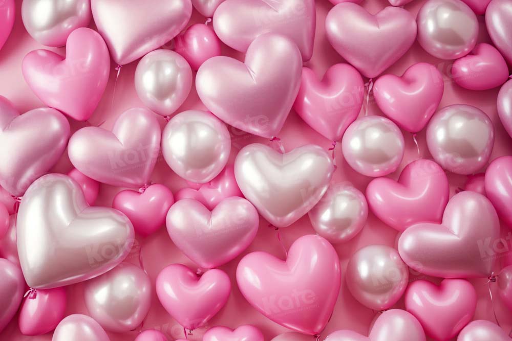 Kate Valentine's Day Pink Love Balloon Backdrop Designed by Emetselch - Kate Backdrop AU