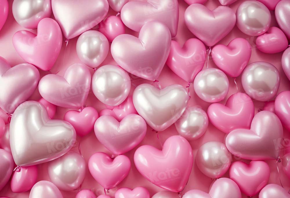 Kate Valentine's Day Pink Love Balloon Backdrop Designed by Emetselch - Kate Backdrop AU