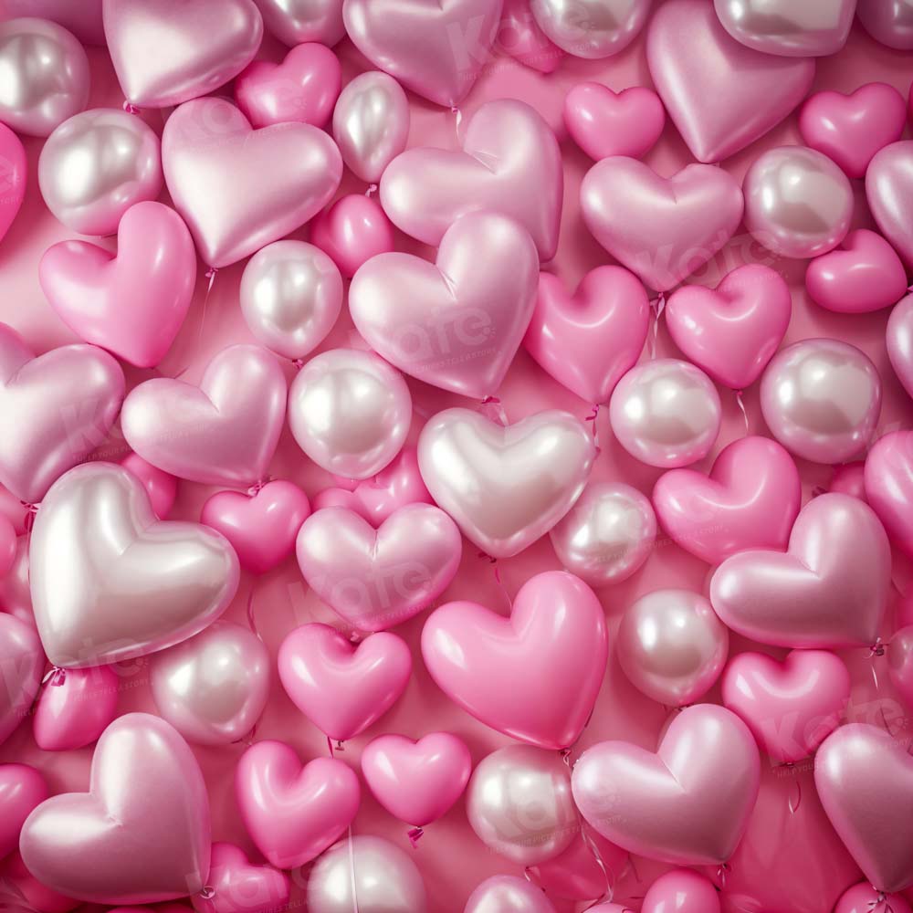Kate Valentine's Day Pink Love Balloon Backdrop Designed by Emetselch - Kate Backdrop AU