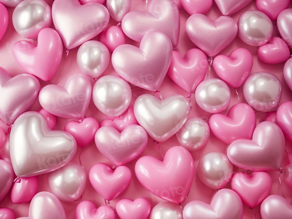 Kate Valentine's Day Pink Love Balloon Backdrop Designed by Emetselch - Kate Backdrop AU