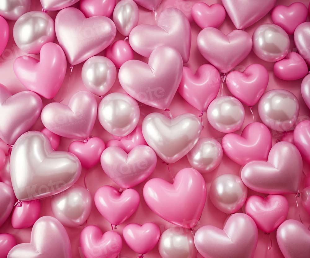 Kate Valentine's Day Pink Love Balloon Backdrop Designed by Emetselch - Kate Backdrop AU