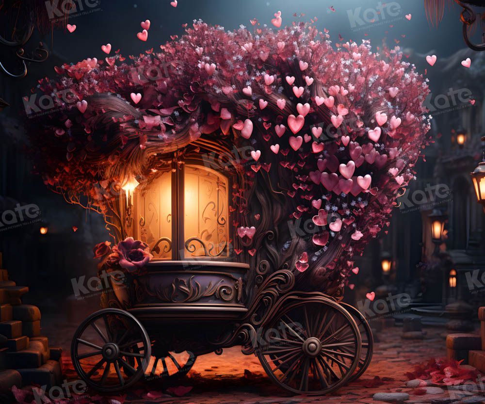 Kate Valentine's Day Flower Heart Light Car Backdrop for Photography - Kate Backdrop AU
