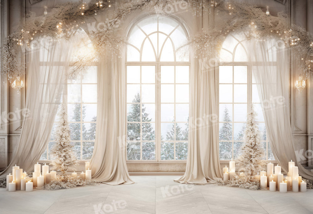 Kate Christmas White Golden Window Backdrop Designed by Chain Photography - Kate Backdrop AU