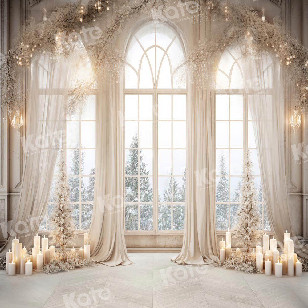Kate Christmas White Golden Window Backdrop Designed by Chain Photography - Kate Backdrop AU