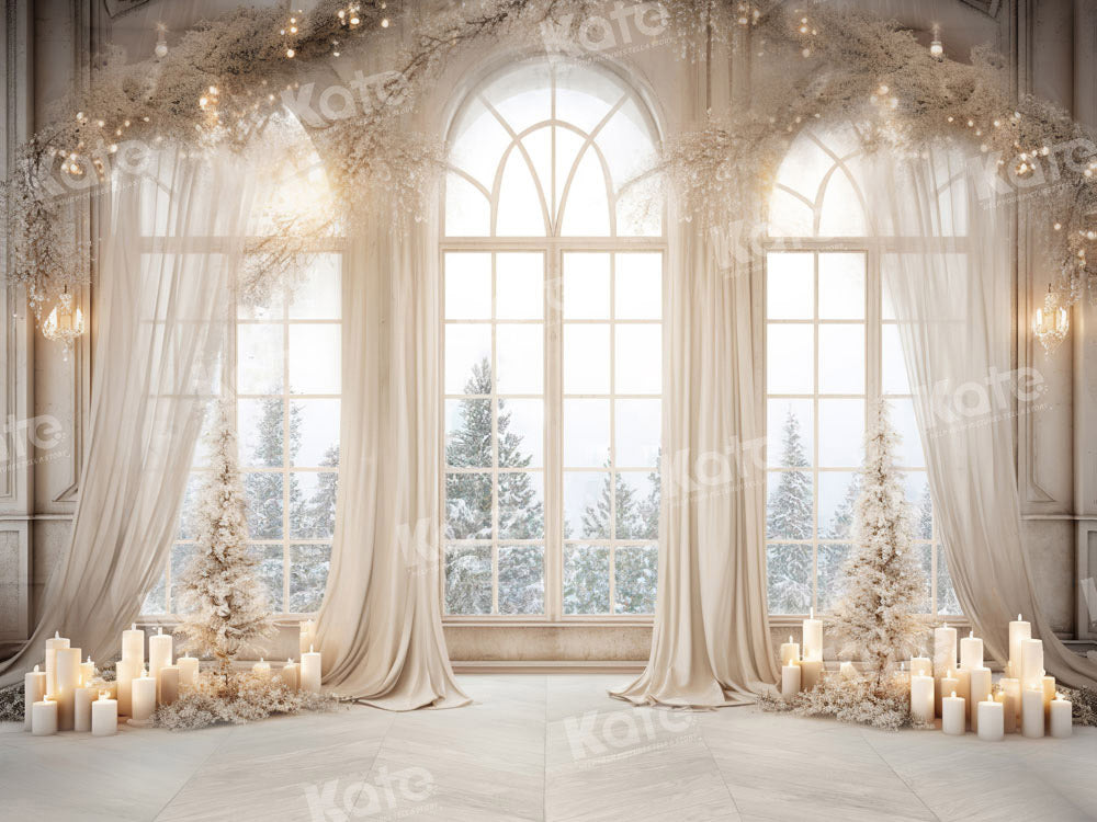 Kate Christmas White Golden Window Backdrop Designed by Chain Photography - Kate Backdrop AU