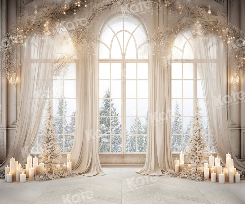 Kate Christmas White Golden Window Backdrop Designed by Chain Photography - Kate Backdrop AU