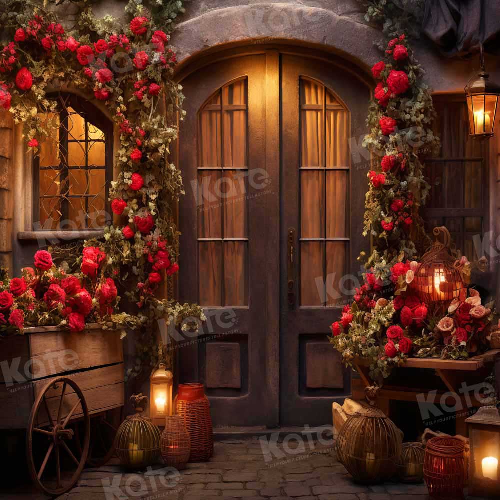 Kate Valentine's Day Rose Store Night Backdrop Designed by Emetselch - Kate Backdrop AU