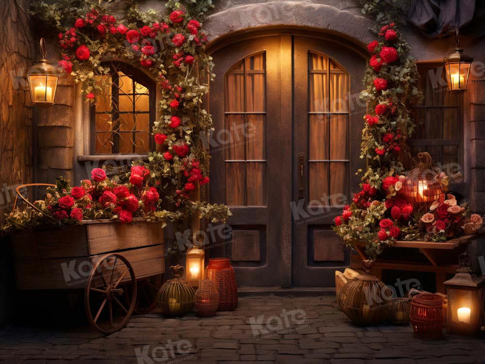Kate Valentine's Day Rose Store Night Backdrop Designed by Emetselch - Kate Backdrop AU