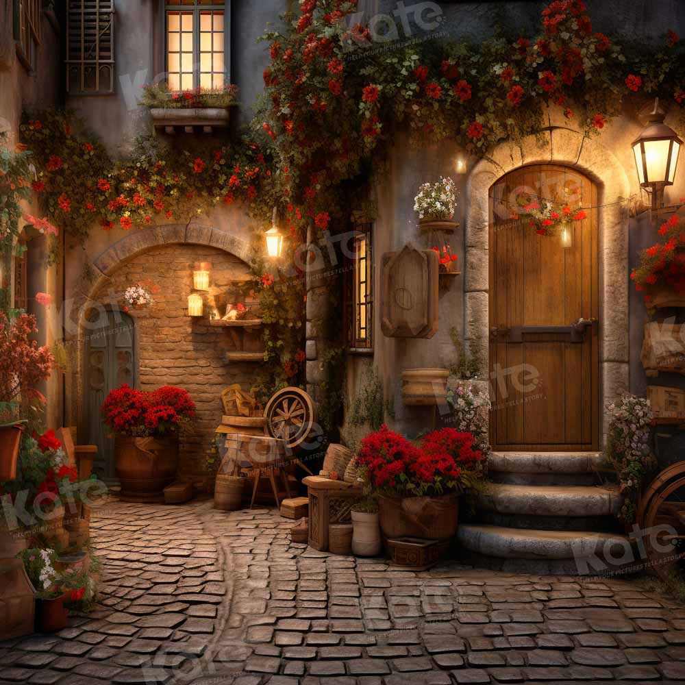 Kate Valentine's Day Rose Street Corner Stone Floor Backdrop Designed by Emetselch - Kate Backdrop AU