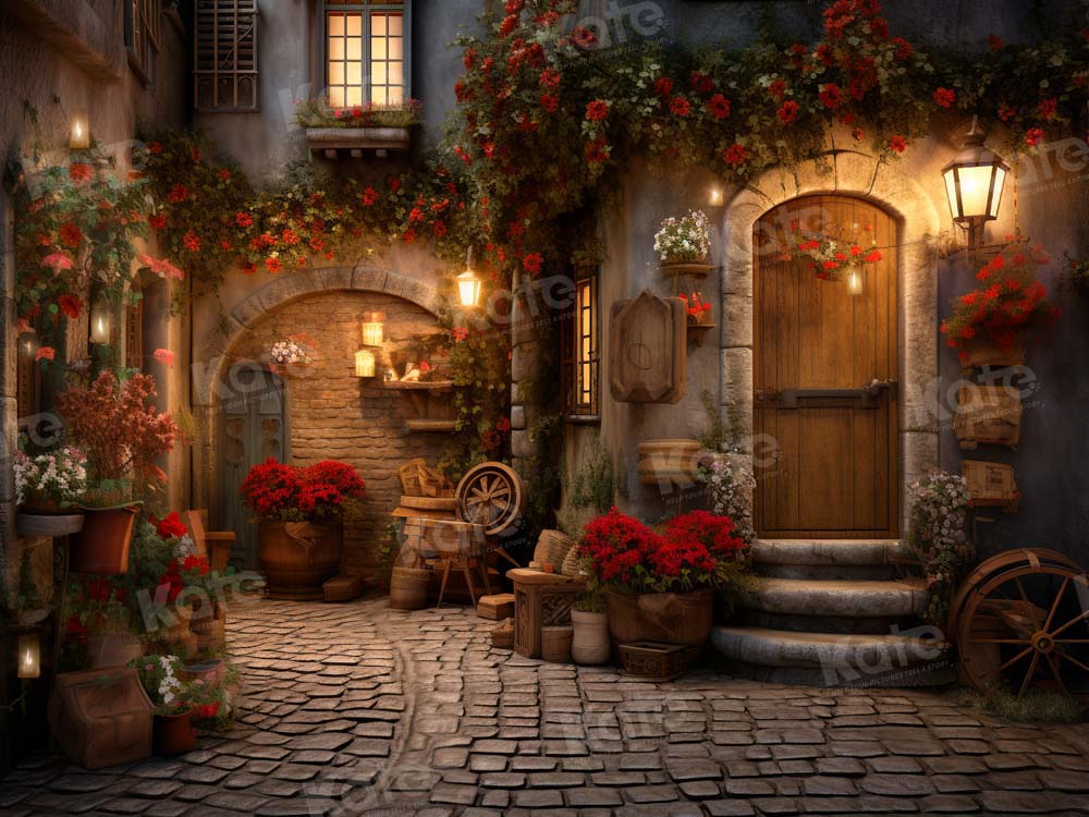 Kate Valentine's Day Rose Street Corner Stone Floor Backdrop Designed by Emetselch - Kate Backdrop AU