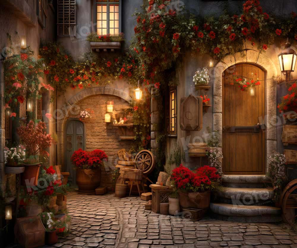 Kate Valentine's Day Rose Street Corner Stone Floor Backdrop Designed by Emetselch - Kate Backdrop AU