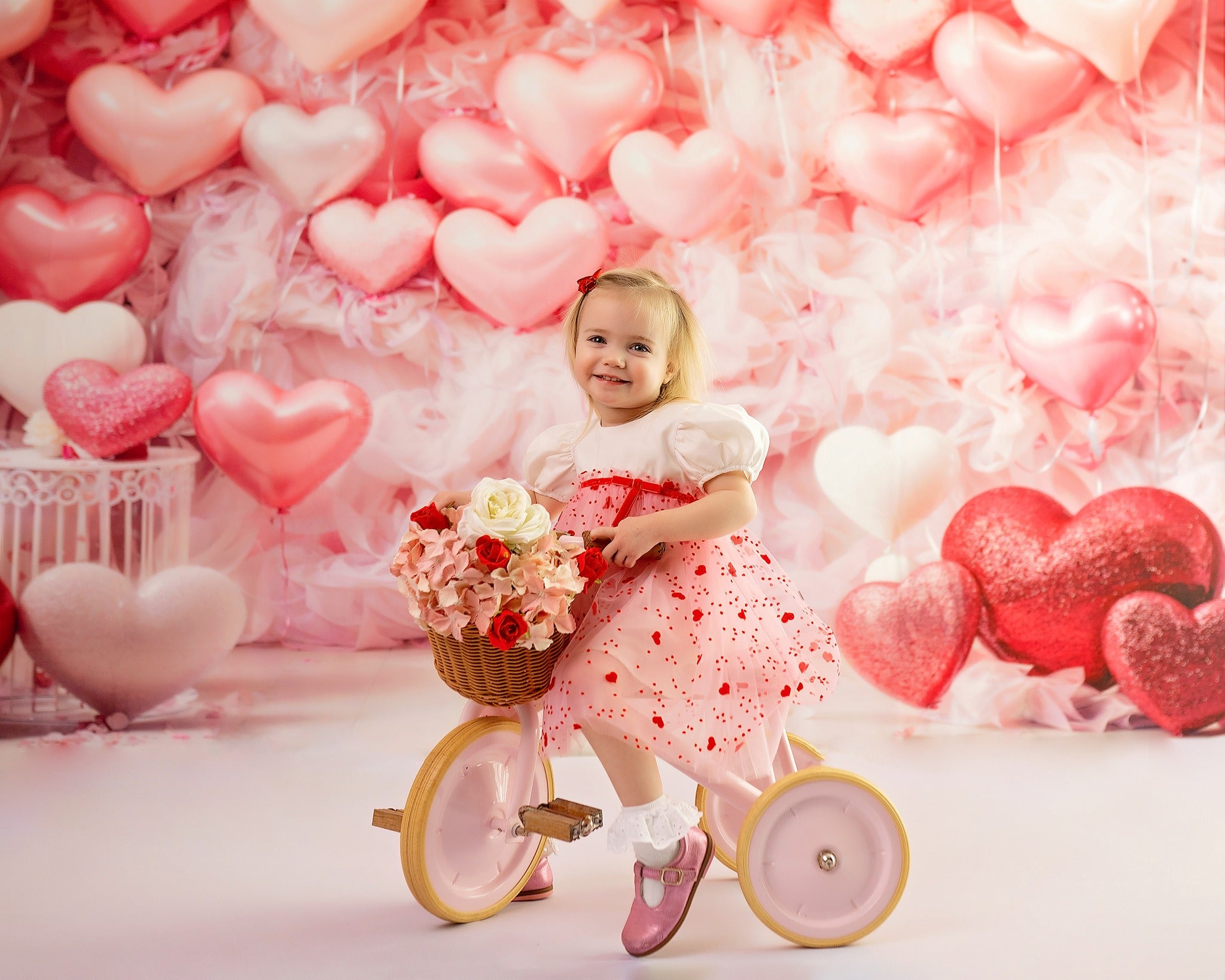 Kate Valentine's Day Backdrop Pink Love Heart Balloon Romantic Room Designed by Emetselch - Kate Backdrop AU