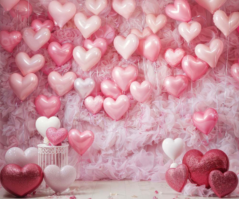Kate Valentine's Day Backdrop Pink Love Heart Balloon Romantic Room Designed by Emetselch - Kate Backdrop AU