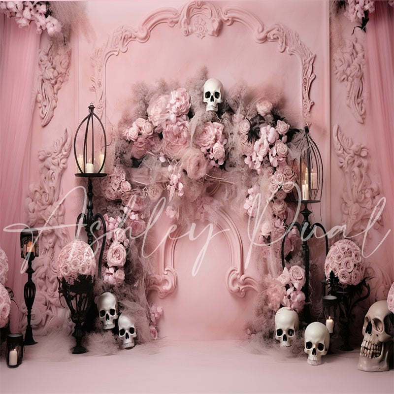 Kate Pink Day of the Dead Backdrop Designed by Ashley Paul - Kate Backdrop AU