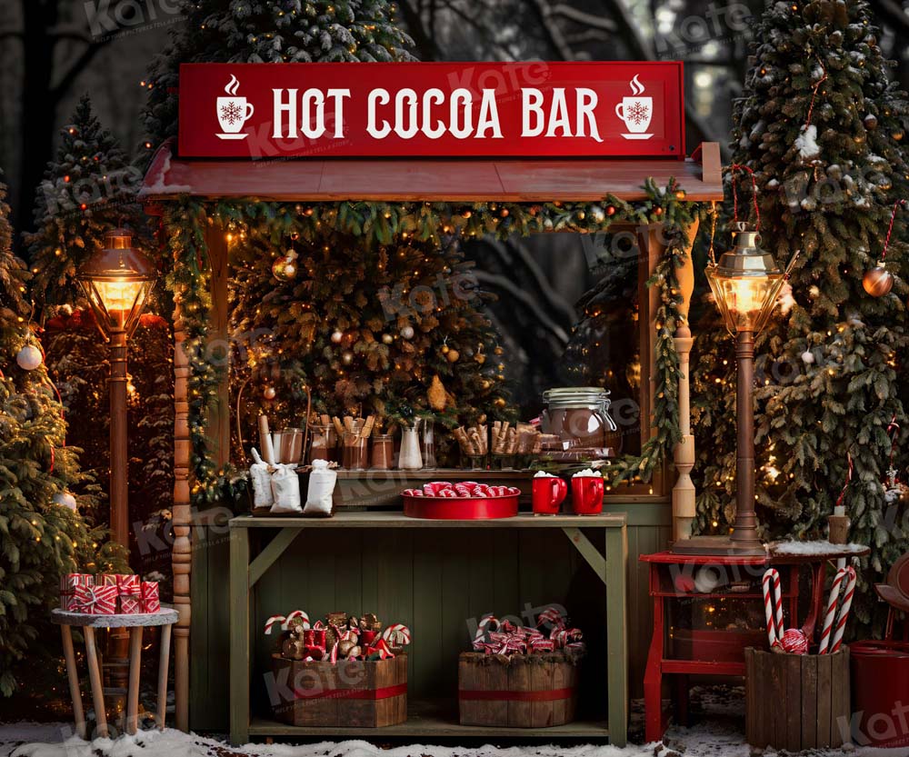 Kate Christmas Hot Cocoa Bar Backdrop for Photography - Kate Backdrop AU