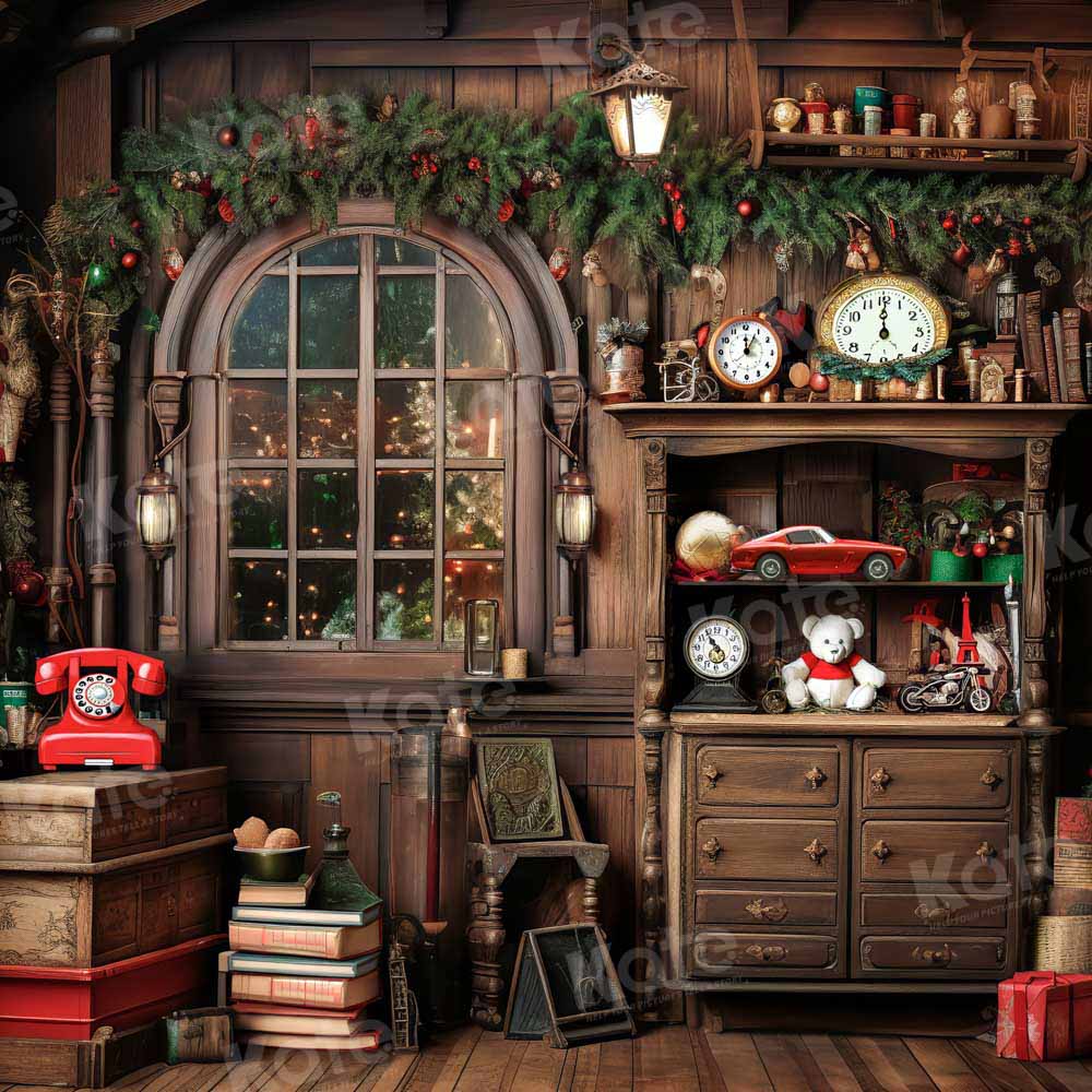 Kate Retro Christmas Indoor Clock Backdrop Designed by Chain Photography - Kate Backdrop AU