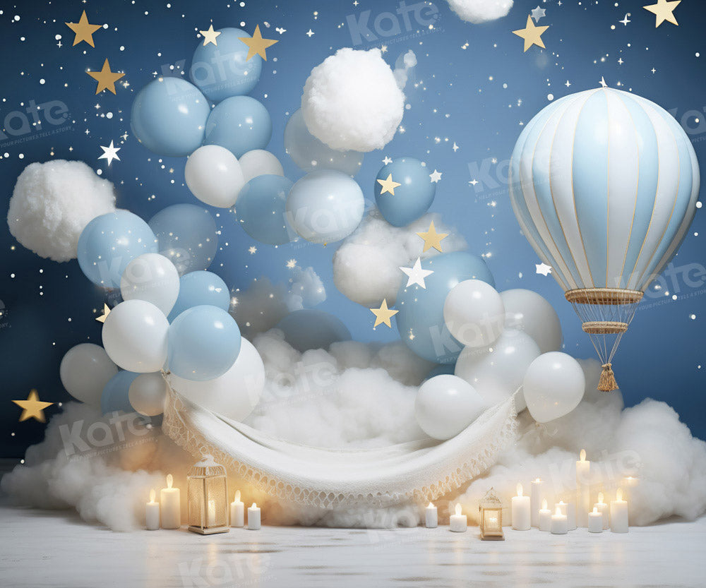 Kate Cake Smash Sweet Dream Hot Air Balloon Fleece Backdrop Designed by Chain Photography - Kate Backdrop AU