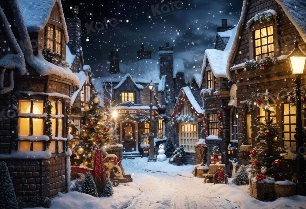 Kate Christmas Snowy Street in Night Backdrop Designed by Emetselch - Kate Backdrop AU