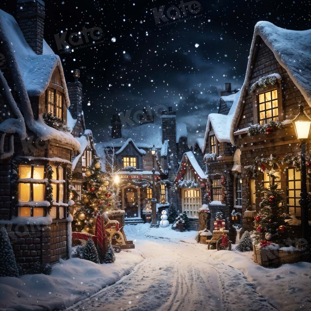 Kate Christmas Snowy Street in Night Backdrop Designed by Emetselch - Kate Backdrop AU