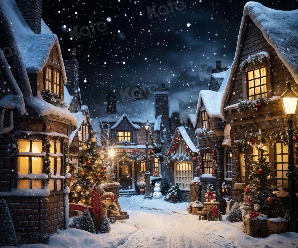 Kate Christmas Snowy Street in Night Backdrop Designed by Emetselch - Kate Backdrop AU