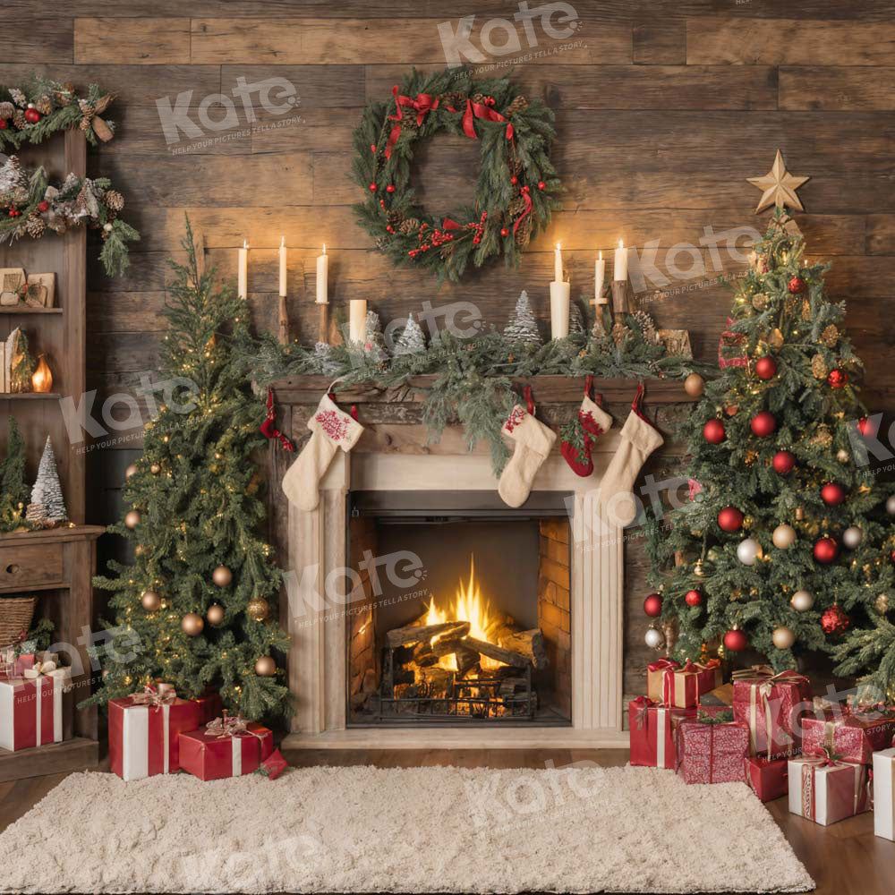 Kate Christmas Santa Room Fireplace Socks Backdrop for Photography - Kate Backdrop AU
