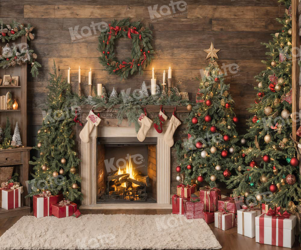 Kate Christmas Santa Room Fireplace Socks Backdrop for Photography - Kate Backdrop AU