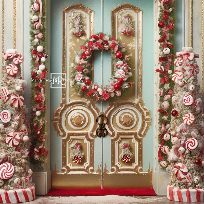 Kate Christmas Ornate Peppermint Doorway Backdrop Designed by Mandy Ringe Photography - Kate Backdrop AU