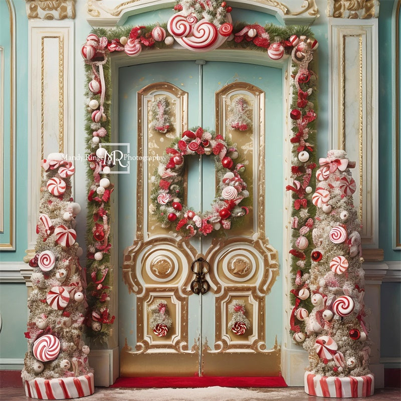 Kate Christmas Ornate Peppermint Doorway Backdrop Designed by Mandy Ringe Photography - Kate Backdrop AU