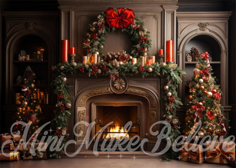 Kate Christmas Tree Fireplace Candles Backdrop Designed by Mini MakeBelieve - Kate Backdrop AU