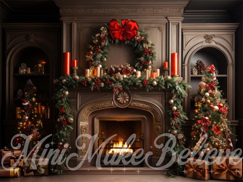 Kate Christmas Tree Fireplace Candles Backdrop Designed by Mini MakeBelieve - Kate Backdrop AU