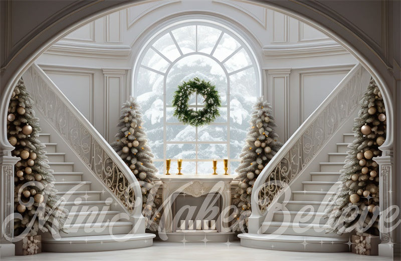 Kate Winter Christmas Grand Staircase Trees Backdrop Designed by Mini MakeBelieve - Kate Backdrop AU