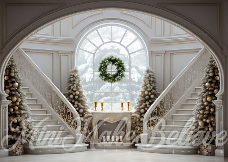 Kate Winter Christmas Grand Staircase Trees Backdrop Designed by Mini MakeBelieve - Kate Backdrop AU