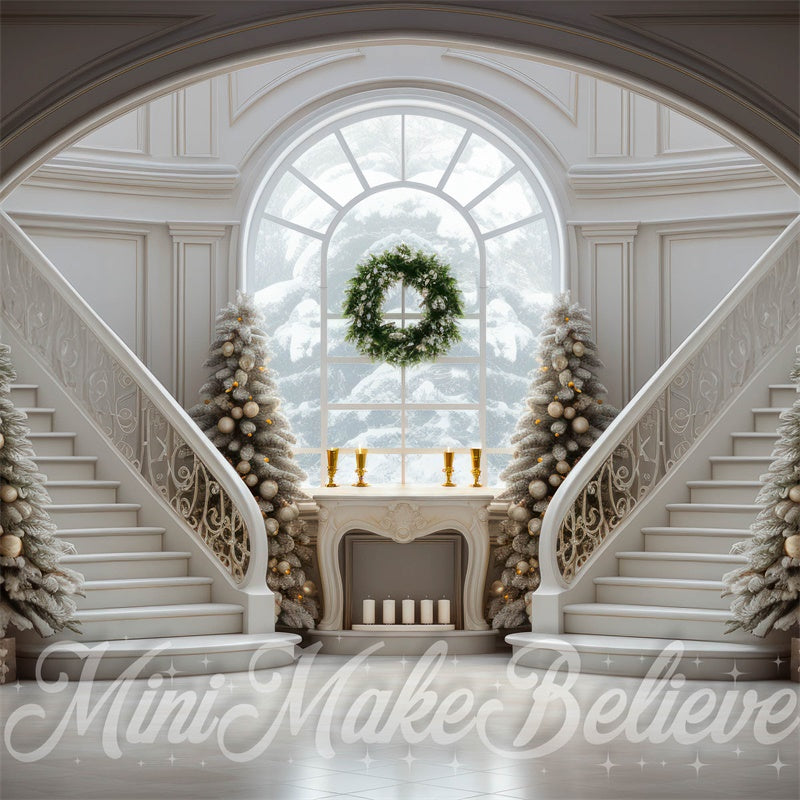 Kate Winter Christmas Grand Staircase Trees Backdrop Designed by Mini MakeBelieve - Kate Backdrop AU