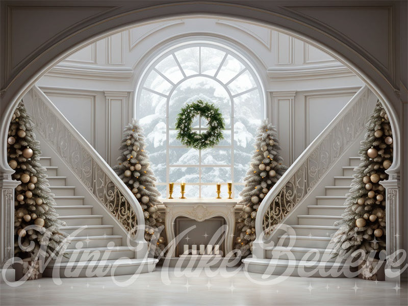 Kate Winter Christmas Grand Staircase Trees Backdrop Designed by Mini MakeBelieve - Kate Backdrop AU