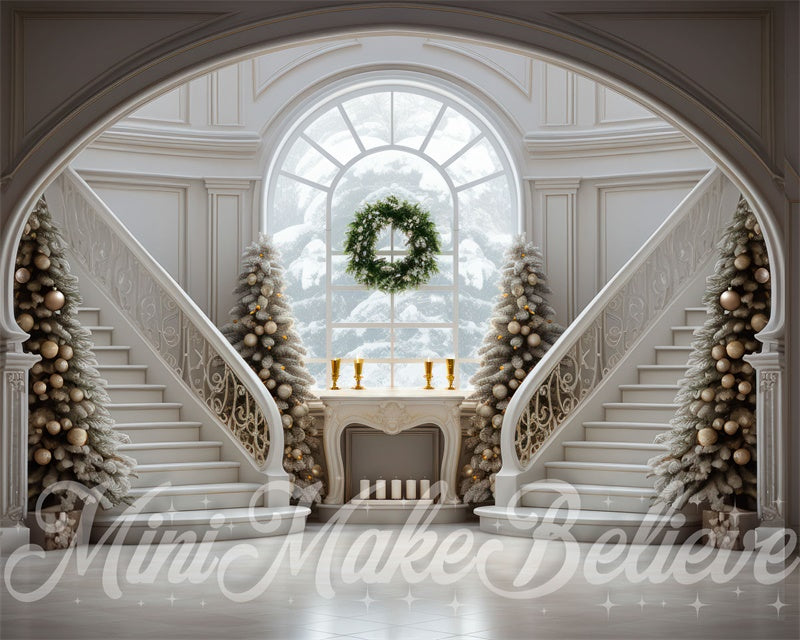 Kate Winter Christmas Grand Staircase Trees Backdrop Designed by Mini MakeBelieve - Kate Backdrop AU